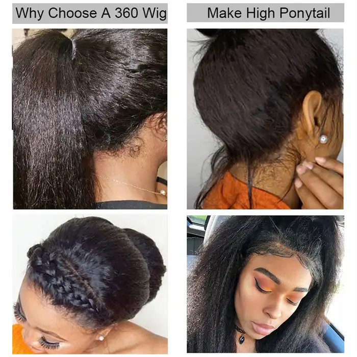Dorsanee Hair 360 Kinky Straight Pre-plucked Hair SKINLIKE Real HD Lace Full Frontal Human Hair Wig