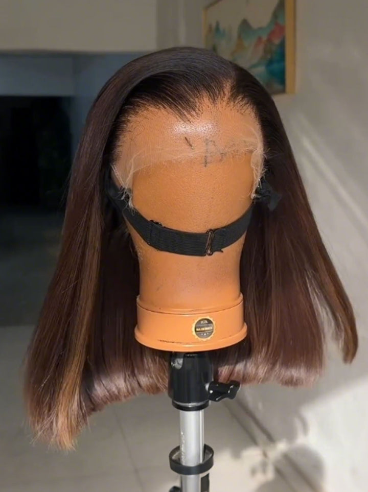 Dorsanee 8 10 12 inch Natural Dark Brown Short Bob 13X4 Lace Front Human Hair Wigs