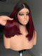 Dorsanee 8 10 12 inch Short Bob Burgundy Red With Dark Roots 13X4 Lace Front Human Hair Wigs