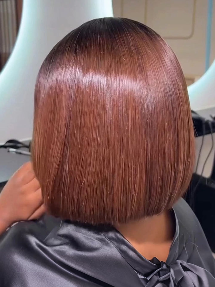 Dorsanee 8 10 12 inch Short Bob Ombre Black Warm Chocolate Brown 13x4 Lace Front Virgin Human Hair Wigs