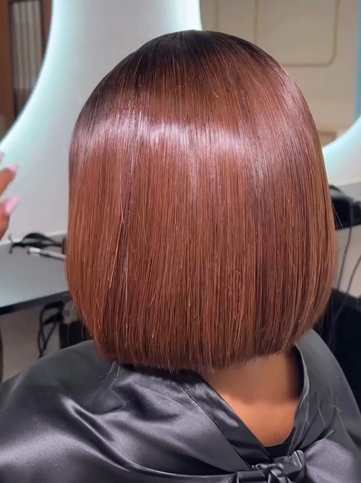 Dorsanee 8 10 12 inch Short Bob Ombre Black Warm Chocolate Brown 13x4 Lace Front Virgin Human Hair Wigs