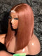 Dorsanee 8 10 12 inch Short Bob Warm Auburn Copper Brown Straight 13x4 Lace Front Virgin Human Hair Wigs