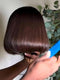 Dorsanee 8 10 12inch Short Bob Chestnut Burgundy Red Chocolate Brown Elegant 13x4 Lace Frontal Human Hair Wigs