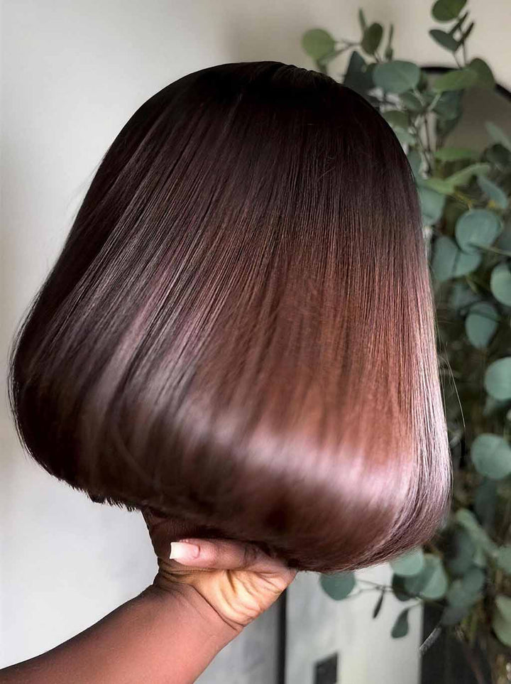 Dorsanee 8 10 12inch Short Bob Chestnut Burgundy Red Chocolate Brown Elegant 13x4 Lace Frontal Human Hair Wigs