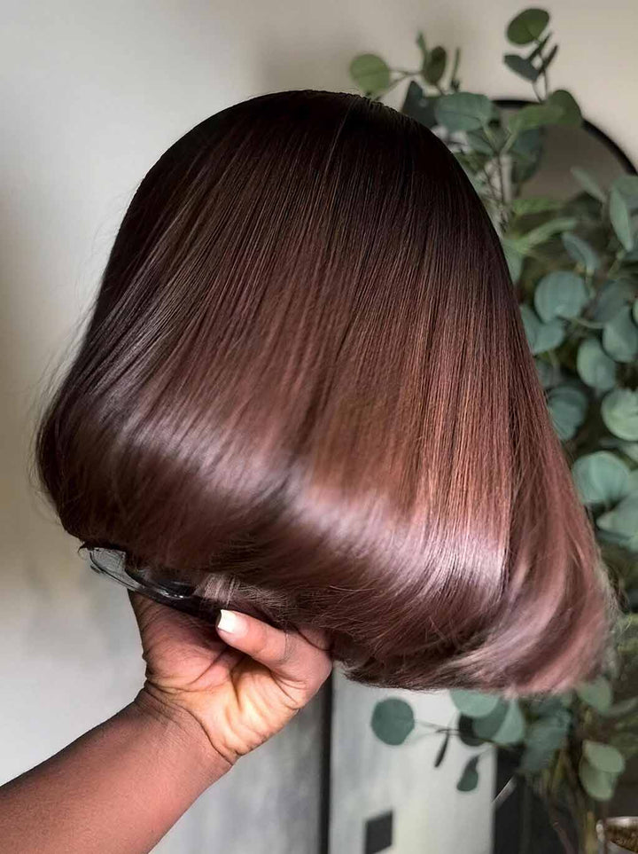 Dorsanee 8 10 12inch Short Bob Chestnut Burgundy Red Chocolate Brown Elegant 13x4 Lace Frontal Human Hair Wigs