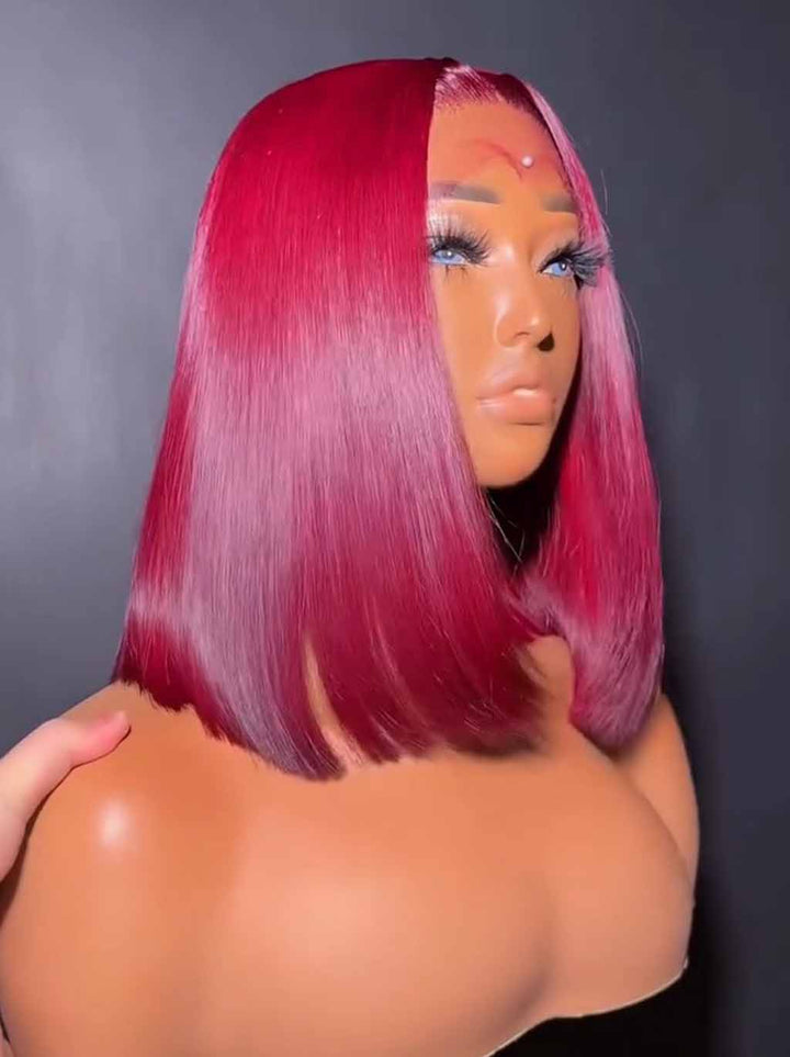 Dorsanee 8 10 12inch Short Bob Chestnut Burgundy Red Chocolate Brown Elegant 13x4 Lace Frontal Human Hair Wigs