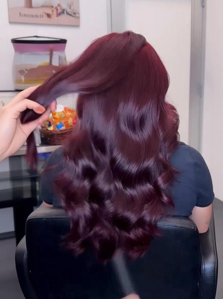 Dorsanee 99J Burgundy Red Loose Body Wave 300 Density 13x4 Lace Front Human Hair Wigs