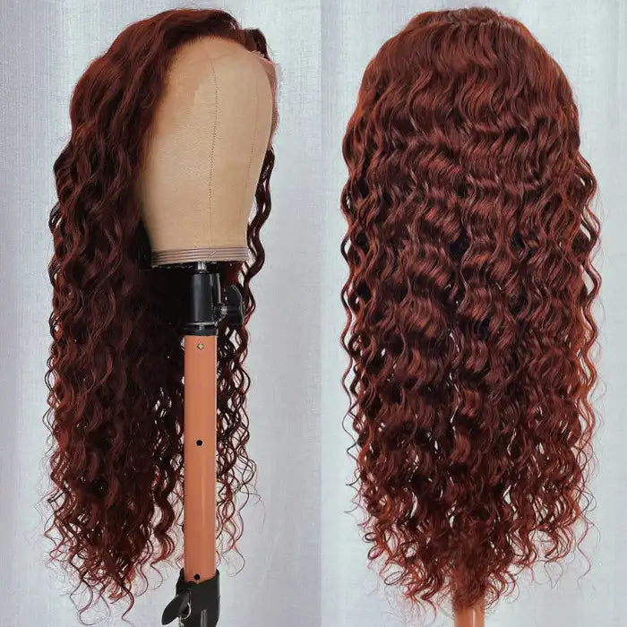Dorsanee hair deep wave reddish brown 13x4/5x5 HD lace front natural human hair wigs