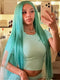 Dorsanee Luxury Summer Beach Vacations Aqua Teal Blue Green 13x4 Lace Front Human Hair Wig