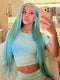 Dorsanee Luxury Summer Beach Vacations Aqua Teal Blue Green 13x4 Lace Front Human Hair Wig