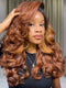 Dorsanee Auburn Copper Brown Voluminous Loose Body Wave Honey Caramel Highlights 13x4 Lace Front Human Hair Wigs