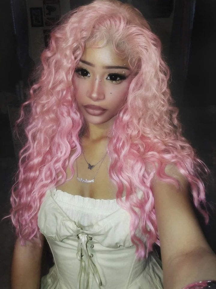 Dorsanee Birthday Pastel Cotton Candy Pink 13x4 Lace Front Human Hair Wigs