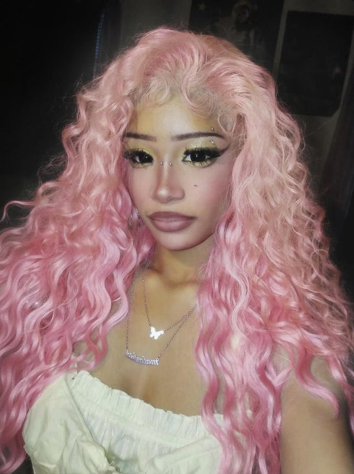 Dorsanee Birthday Pastel Cotton Candy Pink 13x4 Lace Front Human Hair Wigs