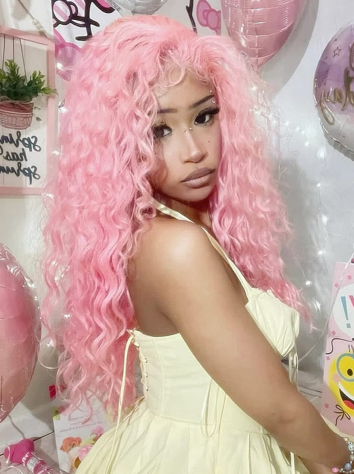 Dorsanee Birthday Pastel Cotton Candy Pink 13x4 Lace Front Human Hair Wigs