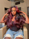 Dorsanee Black Burgundy 250 300 Density 13x4 Lace Front Human Hair Wigs