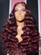 Dorsanee Black Burgundy Red Voluminous Bouncy Loose Curls 300 Density 13x4 Lace Front Human Hair Wig