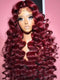 Dorsanee Black Burgundy Red Voluminous Bouncy Loose Curls 300 Density 13x4 Lace Front Human Hair Wig