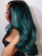 Dorsanee Black Teal Green Highlight 13x4 Lace Front Human Hair Wig 200 Density
