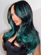 Dorsanee Black Teal Green Highlight 13x4 Lace Front Human Hair Wig 200 Density