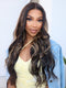 Dorsanee Black With Brown Highlights Luxury Summer Beach Vacations 13x4 Lace Front Human Hair Wig