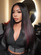 Dorsanee Black With Burgundy Red Highlights Money Piece 13x4 Lace Front Human Hair Wig