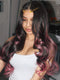 Dorsanee Black With Dusty Rose Pink Streaks 13x4 Lace Front Virgin Human Hair Wig