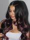 Dorsanee Black With Dusty Rose Pink Streaks 13x4 Lace Front Virgin Human Hair Wig