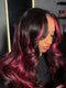 Dorsanee Black With Magenta Hot Pink Highlights 13x4 Lace Front Human Hair Wig