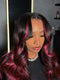 Dorsanee Black With Magenta Hot Pink Highlights 13x4 Lace Front Human Hair Wig