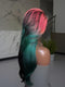 Dorsanee Black With Ombre Pink Green Skunk Stripe 13x4 Lace Front Human Hair Wig