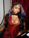 Dorsanee Black With Pink Blue Purple Highlights 13x4 Lace Front Human Hair Wigs