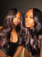 Dorsanee Black With Purple Highlights 13x4 Lace Front Human Hair Wig 200 Density