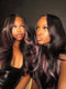 Dorsanee Black With Purple Highlights 13x4 Lace Front Human Hair Wig 200 Density