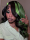 Dorsanee Black with Green Highlights Money Piece Color 13x4 Lace Front Human Hair Wig