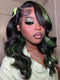 Dorsanee Black with Green Highlights Money Piece Color 13x4 Lace Front Human Hair Wig
