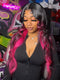 Dorsanee Black with Hot Pink Money Piece Streaks 13x4 Lace Front Human Hair Wig