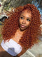 Dorsanee Bouncy Springy Coils Tight Curly Copper Reddish Orange Brown 300 Density 13x4 Lace Front Human Hair Wig