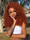 Dorsanee Bouncy Springy Coils Tight Curly Copper Reddish Orange Brown 300 Density 13x4 Lace Front Human Hair Wig