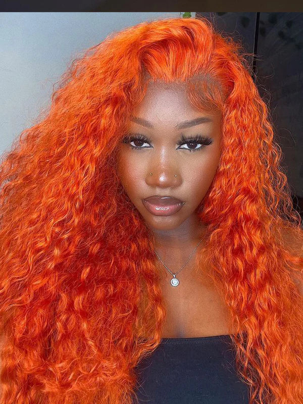 Dorsanee Ginger Colored Wet and Wavy Water Wave 5x5/13x4 HD Human Hair Lace Wig