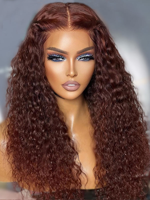 Deep Wave #4 Chocolate Brown Lace Front Wigs Human Hair Texture Silky