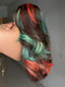 Dorsanee Brown With Bold Coral Peach Orange Mint Green Highlights 13X4 Lace Front Human Hair Wigs