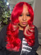 Dorsanee Burgundy Hot Red With Blonde Highlights 13x4 Lace Front Human Hair Wigs 200 Density