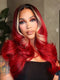 Dorsanee Burgundy Red Honey Blonde Skunk Stripe Dark Roots 13x4 Lace Front Human Hair Wig