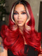 Dorsanee Burgundy Red Honey Blonde Skunk Stripe Dark Roots 13x4 Lace Front Human Hair Wig