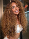 Dorsanee Caramel Blonde Brown Fluffy Spiral Deep Curly 13x4 Lace Front Human Hair Wigs