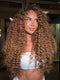 Dorsanee Caramel Blonde Brown Fluffy Spiral Deep Curly 13x4 Lace Front Human Hair Wigs