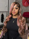 Dorsanee Chocolate Brow Pink Highlight Streaks 13x4 Lace Front Virgin Human Hair Wig