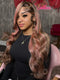 Dorsanee Chocolate Brow Pink Highlight Streaks 13x4 Lace Front Virgin Human Hair Wig