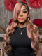 Dorsanee Chocolate Brow Pink Highlight Streaks 13x4 Lace Front Virgin Human Hair Wig