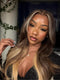 Dorsanee Chocolate Brown Honey Blonde Face-Framing Balayage 13x4 Lace Front Virgin Human Hair Wigs 200 Density